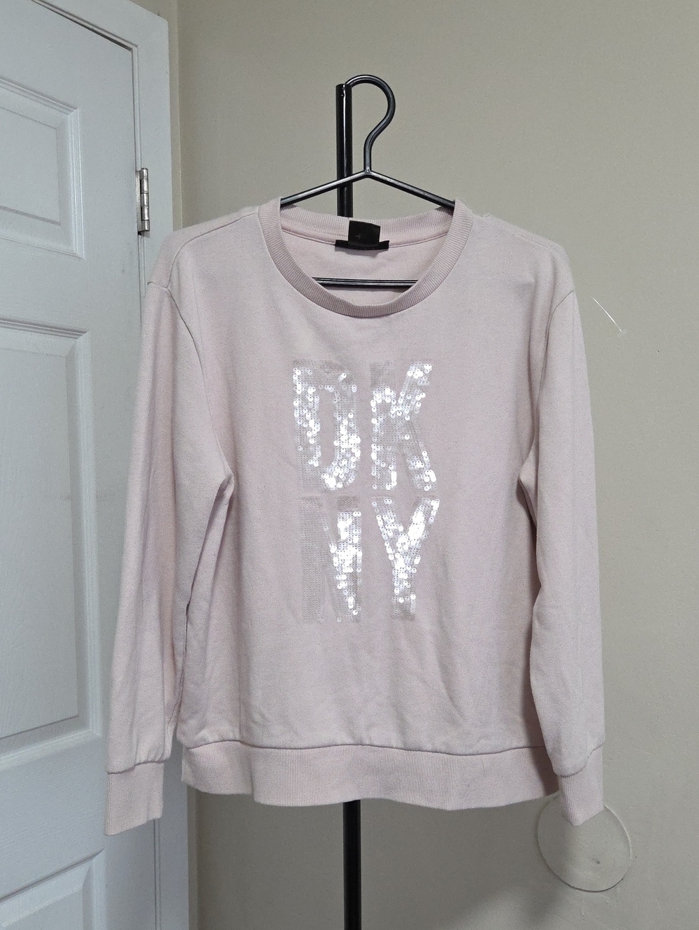 DKNY Pink Sequin Logo Sweatshirt